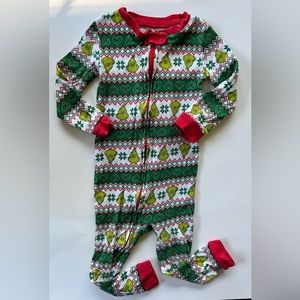 Dr. SEUSS GRINCH Christmas cotton zip up pajamas kids size 4